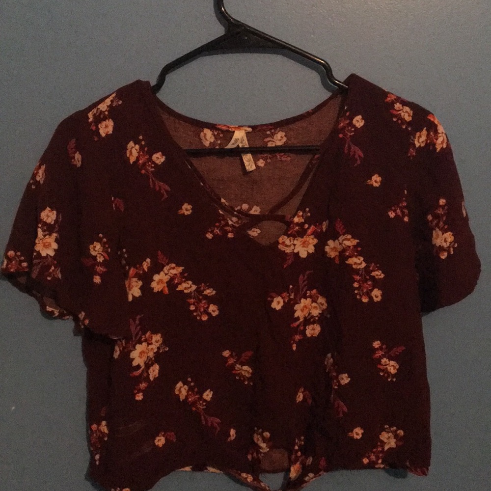 Maroon Floral Crop Top